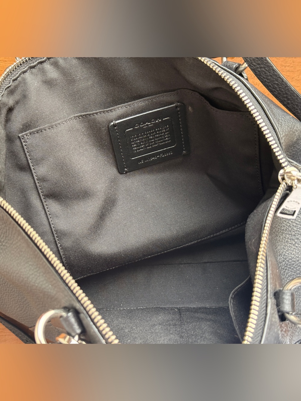 Coach Black Pebbled Leather Satchel Shoulder Bag Silver Hardware Crossbody COA - Picture 7 of 13